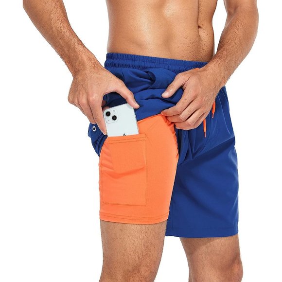 Swim Trunks Quick Dry Bathing Suit for Men with Compression Liner - Picture 2 of 9